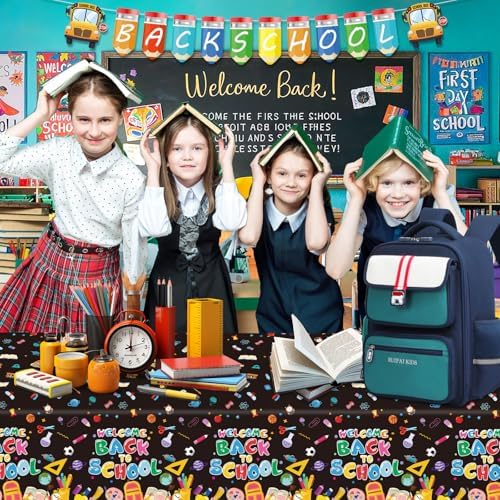 3 PCS Back to School Tablecloth 108x54 inches