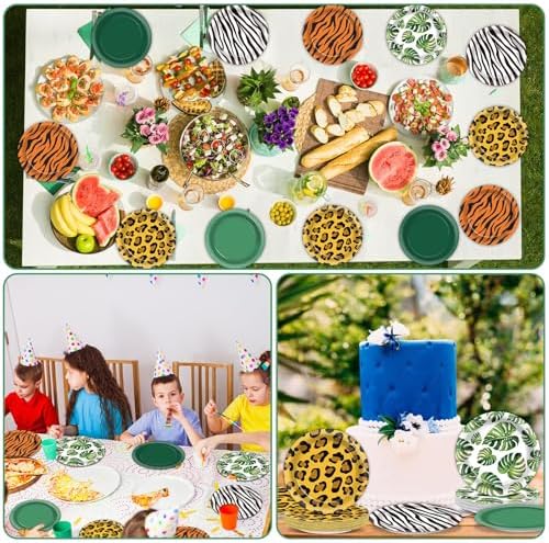 60Pcs Jungle Safari Themed Paper Plates Set