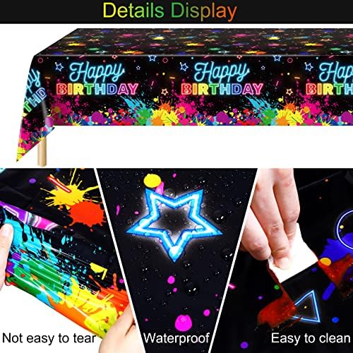 Durony 2 Pack Neon Glow Table Covers for Birthday Parties