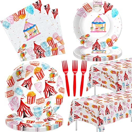 HIPVVILD Circus Party Plate Set for 24 Guests