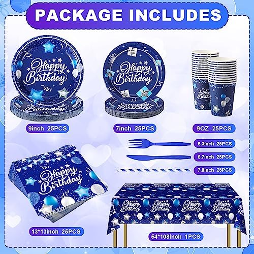 Norme 176 Pcs Navy Blue Birthday Tableware Set