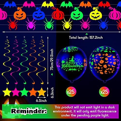 Sumind Neon Halloween Ghost Balloons and Garlands